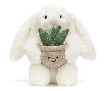 Cream Bunny with Plant