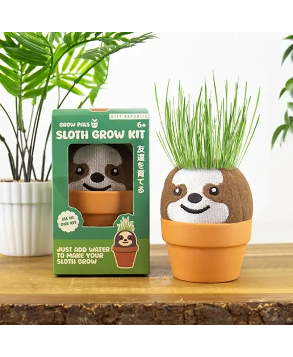 Gift Republic Sloth Grow Pal – All-in-One Grass-Growing Kit