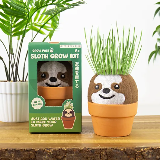 Gift Republic Sloth Grow Pal – All-in-One Grass-Growing Kit