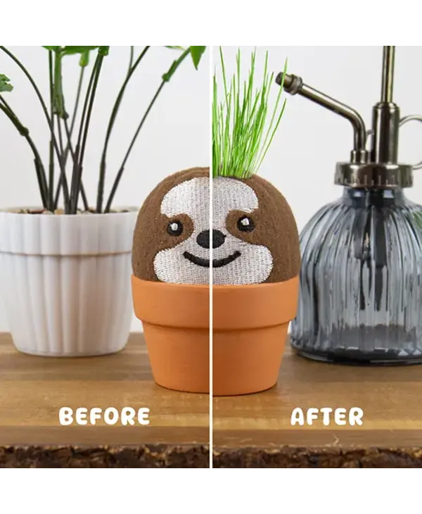 Gift Republic Sloth Grow Pal – All-in-One Grass-Growing Kit