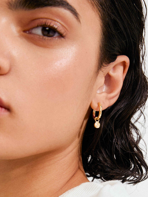 Pilgrim FIRE Spiral Pendant Hoop Earrings