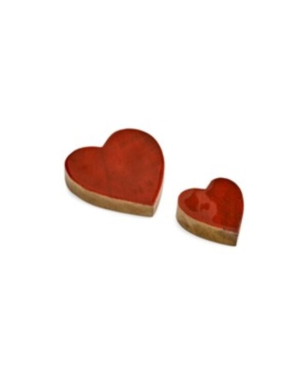 ADV Pine Centre Hearts S/2 Mango Wood Enamel