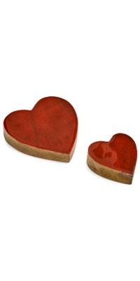 ADV Pine Centre Hearts S/2 Mango Wood Enamel