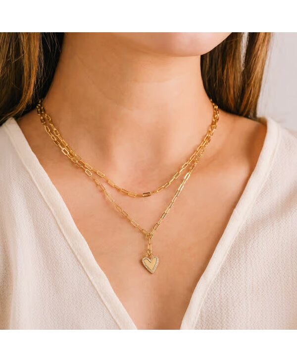 Lovers Tempo Verona Pave Heart Layered Necklace - Gold