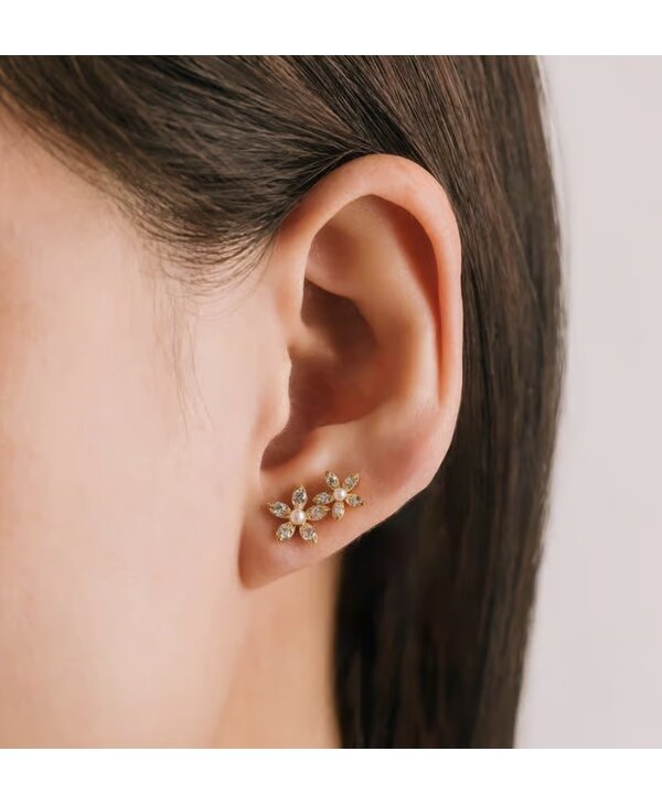 Lovers Tempo Lily Climber Earrings - Clear