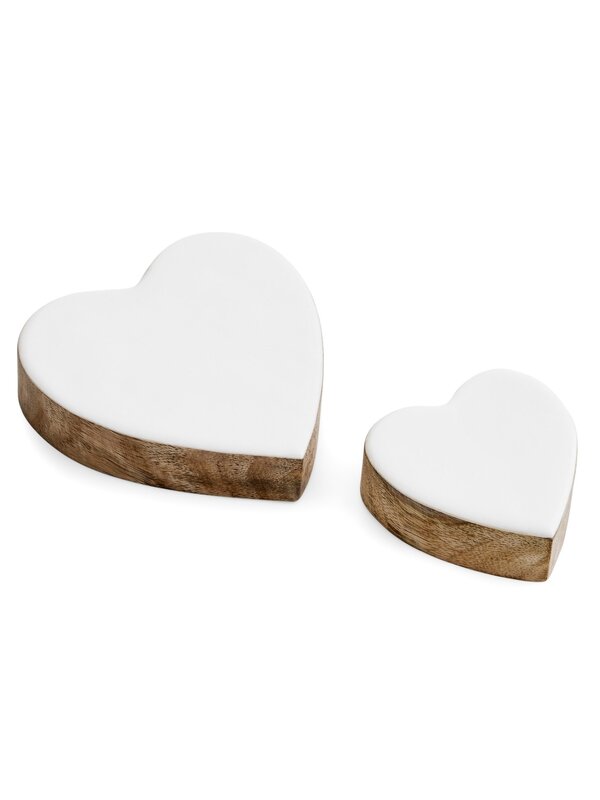 ADV Pine Centre Hearts S/2 Mango Wood Enamel