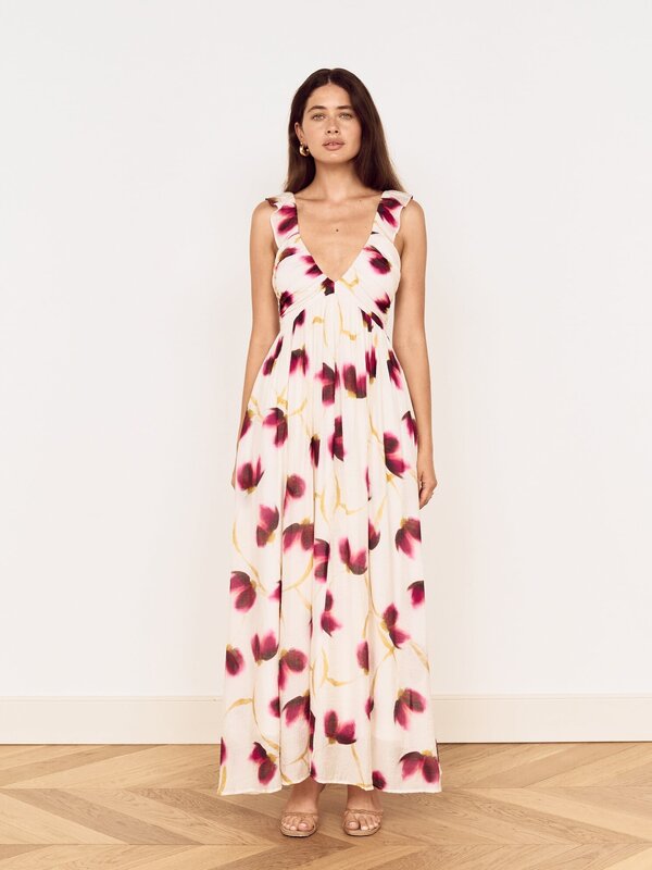 Mink Pink Emery Ruffled Bias Maxi Dress