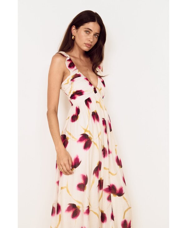 Mink Pink Emery Ruffled Bias Maxi Dress