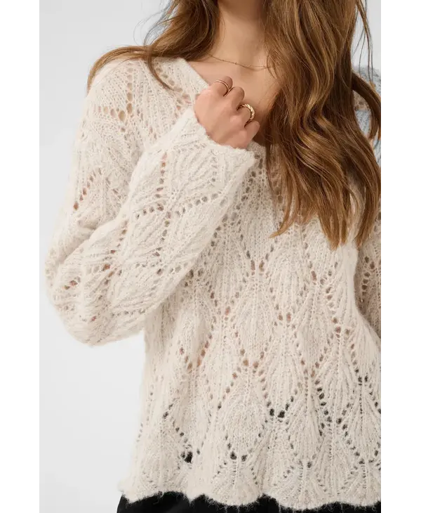 Cream CRNiso Knit Pullover