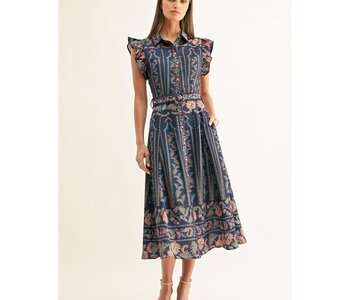 Karly Ruffled Sleeves Midi Dress