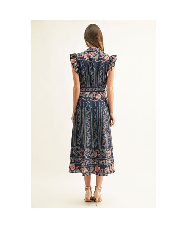 adelyn rae Karly Ruffled Sleeves Midi Dress