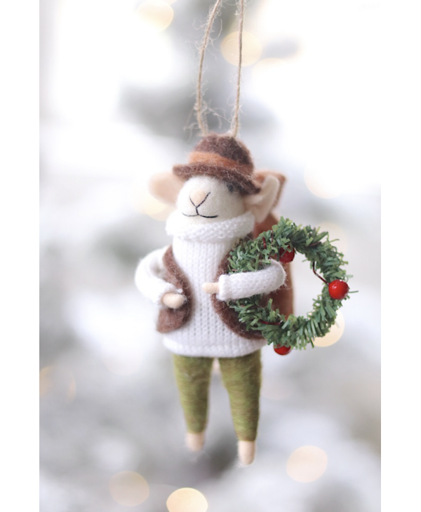 Indaba Trading Co. Evergreen Edgar Mouse Holiday Ornament