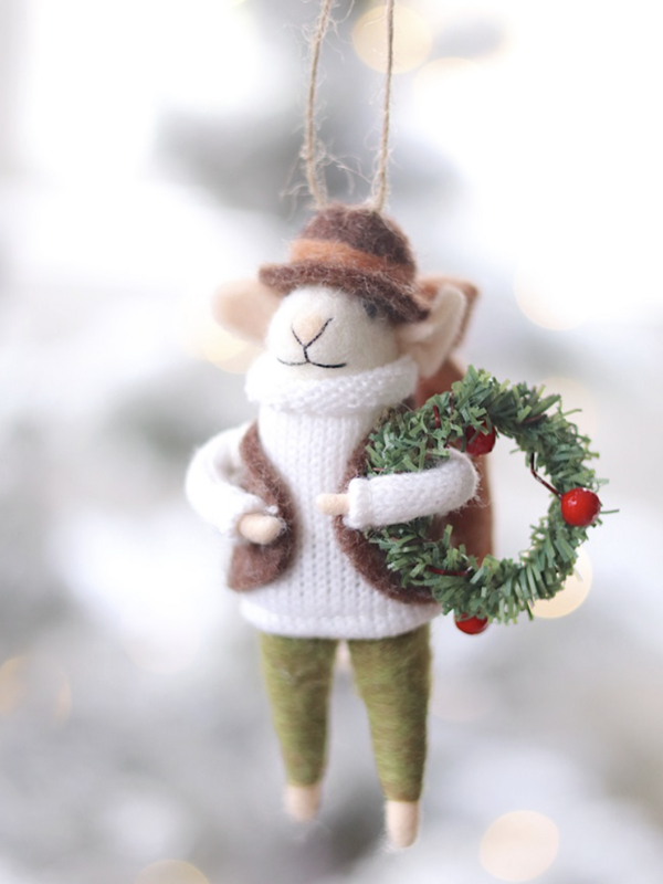Indaba Trading Co. Evergreen Edgar Mouse Holiday Ornament