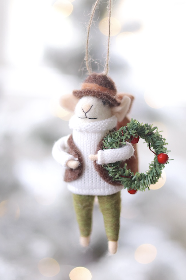 Indaba Trading Co. Evergreen Edgar Mouse Holiday Ornament