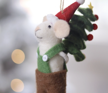 Tree Toting Tom Mouse Holiday Ornament