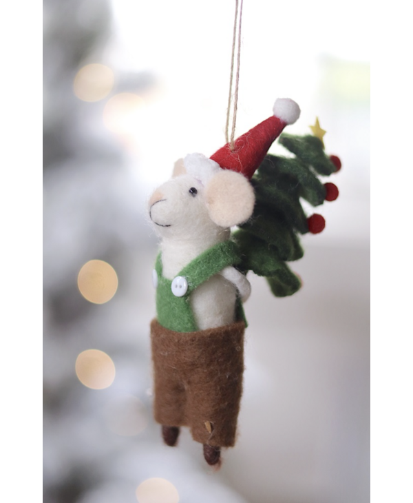 Indaba Trading Co. Tree Toting Tom Mouse Holiday Ornament