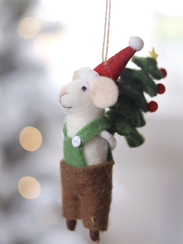 Indaba Trading Co. Tree Toting Tom Mouse Holiday Ornament