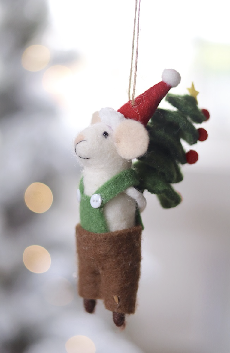 Indaba Trading Co. Tree Toting Tom Mouse Holiday Ornament