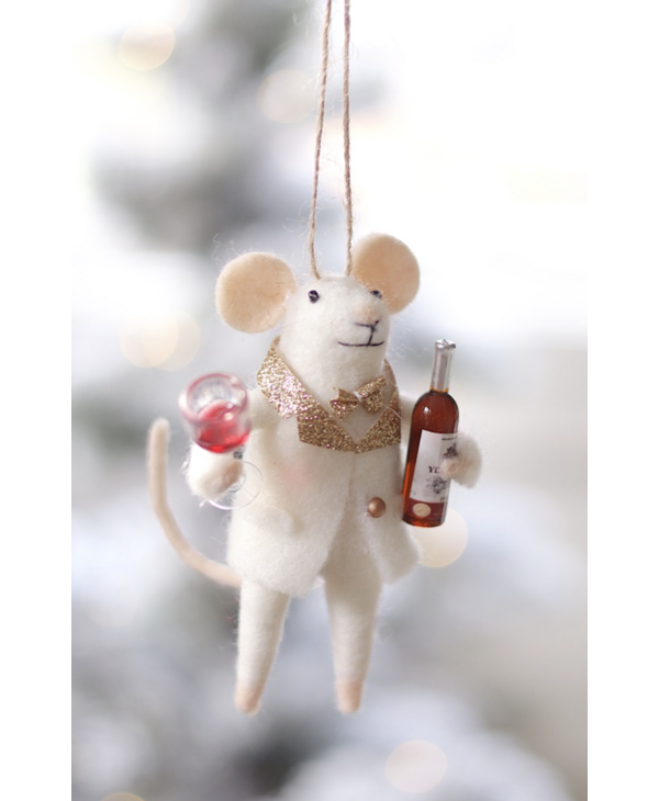 Indaba Trading Co. Cheers-to-You Chuck Mouse Holiday Ornament