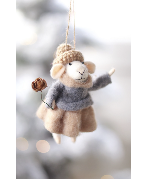 Indaba Trading Co. Gilded Rose Greta Mouse Holiday Ornament