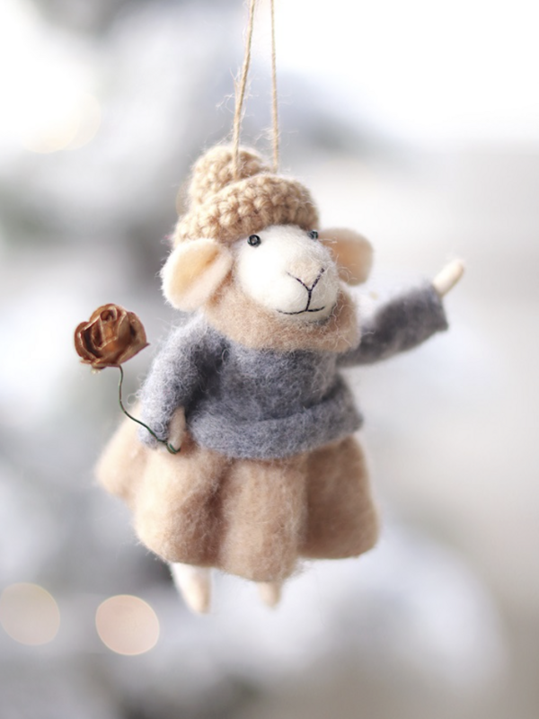 Indaba Trading Co. Gilded Rose Greta Mouse Holiday Ornament