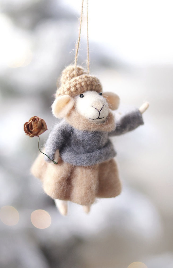 Indaba Trading Co. Gilded Rose Greta Mouse Holiday Ornament