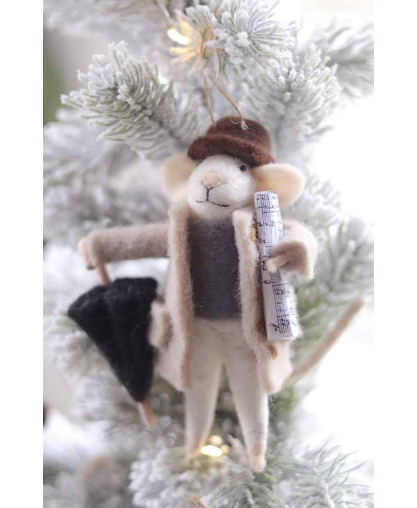 Indaba Trading Co. Rainy Day Ralph Mouse Holiday Ornament