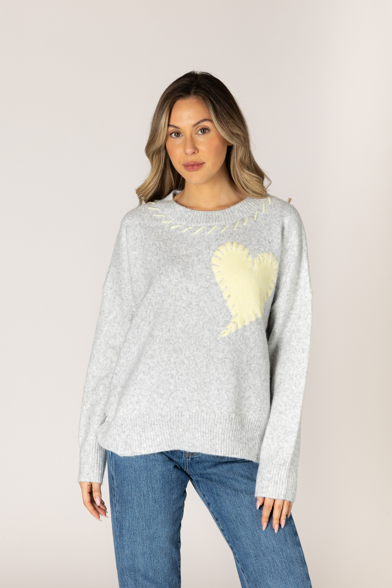 Lyla & Luxe Heart Crew Sweater