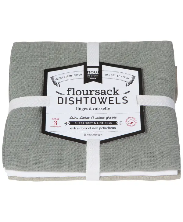 Danica Gray White Moonstruck Floursack Dishtowels Set of 3