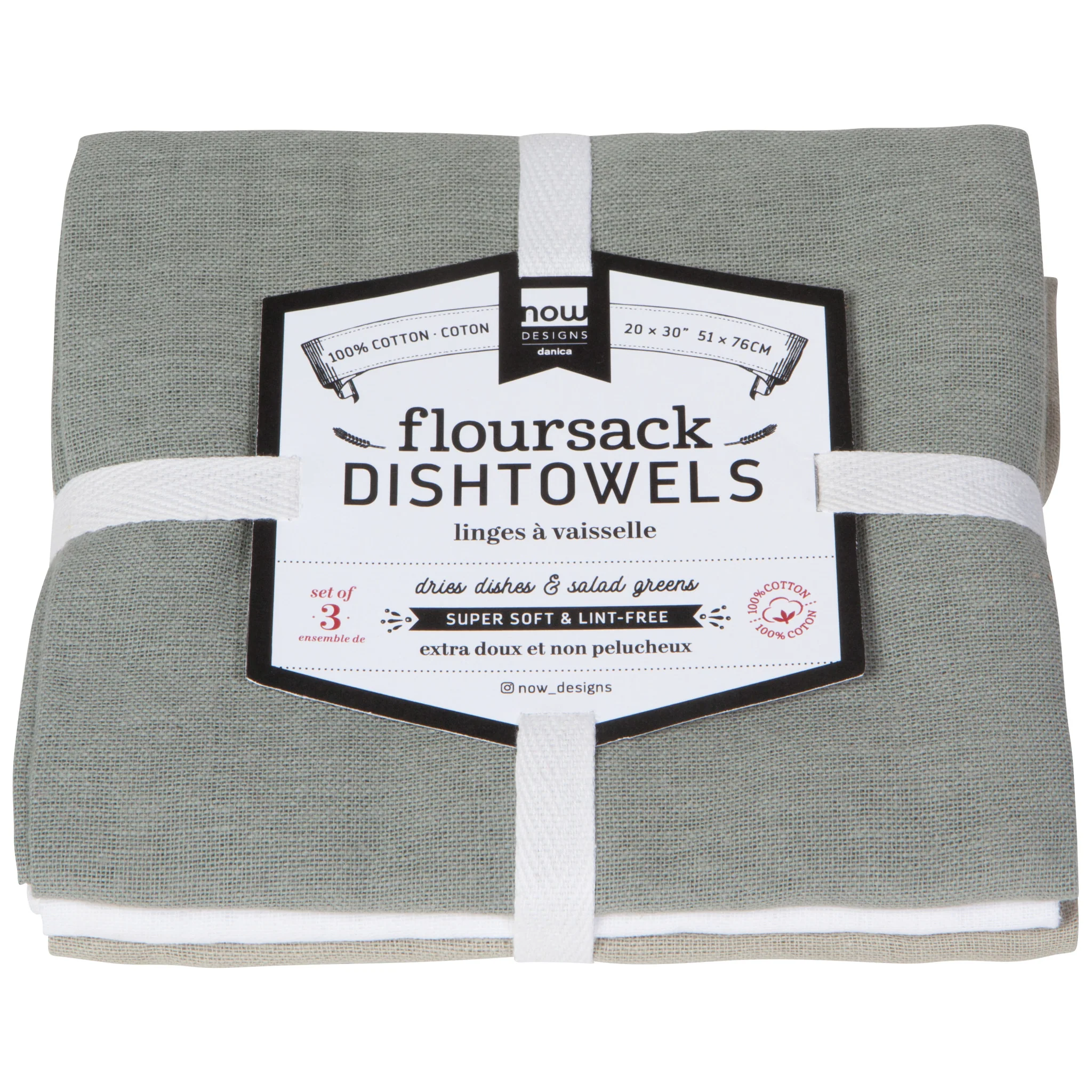 Danica Gray White Moonstruck Floursack Dishtowels Set of 3
