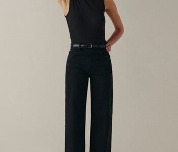 The Californian - Slim Wide Leg Jeans, Jet Black