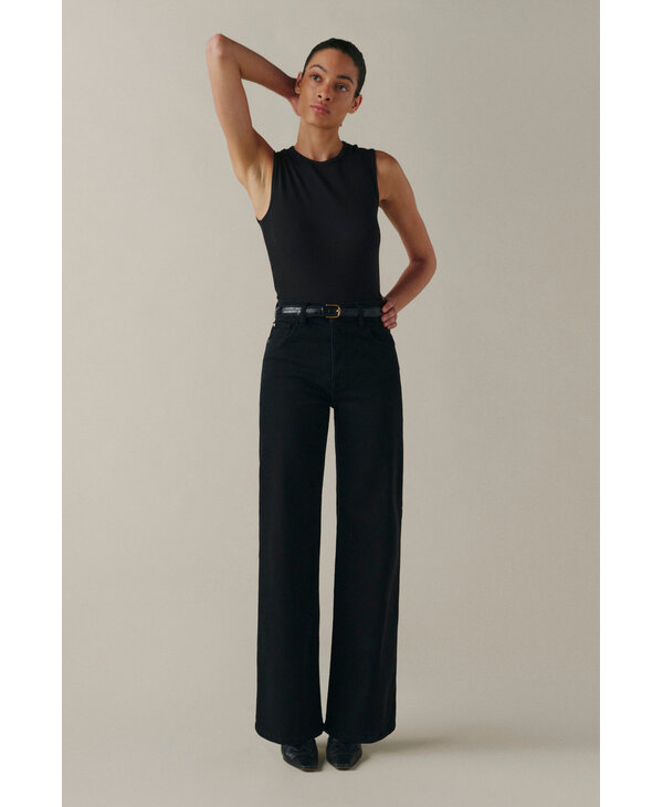 Warp + Weft The Californian - Slim Wide Leg Jeans, Jet Black
