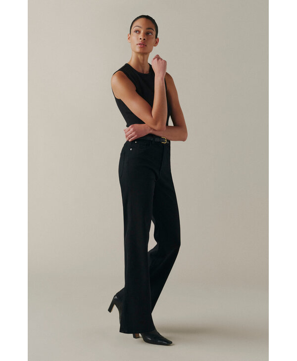 Warp + Weft The Californian - Slim Wide Leg Jeans, Jet Black