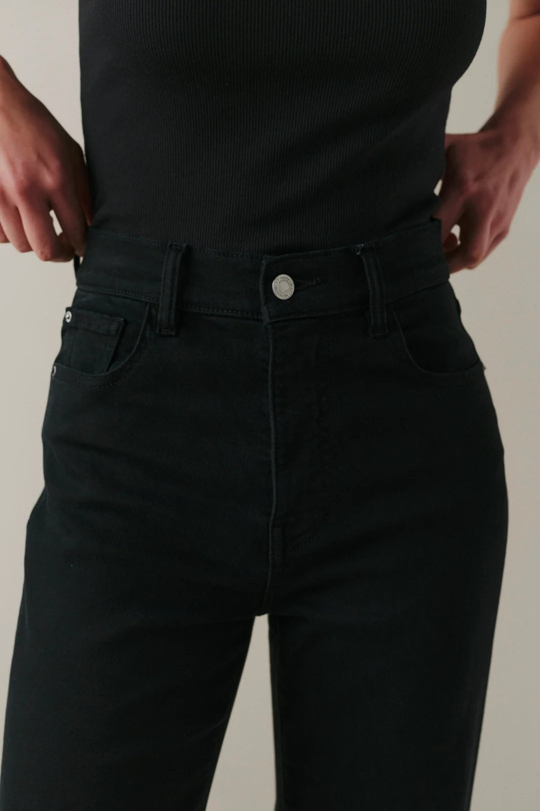 Warp + Weft The Californian - Slim Wide Leg Jeans, Jet Black