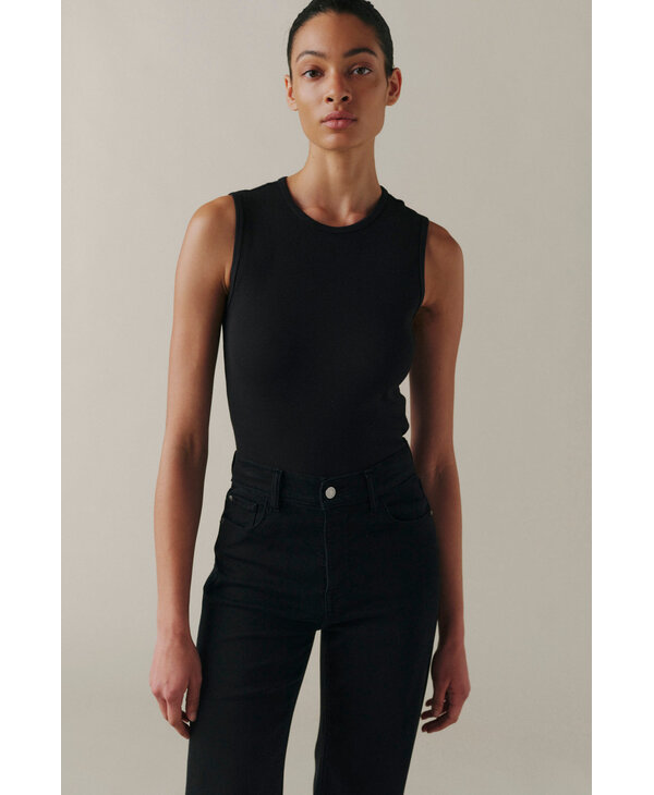 Warp + Weft The Californian - Slim Wide Leg Jeans, Jet Black