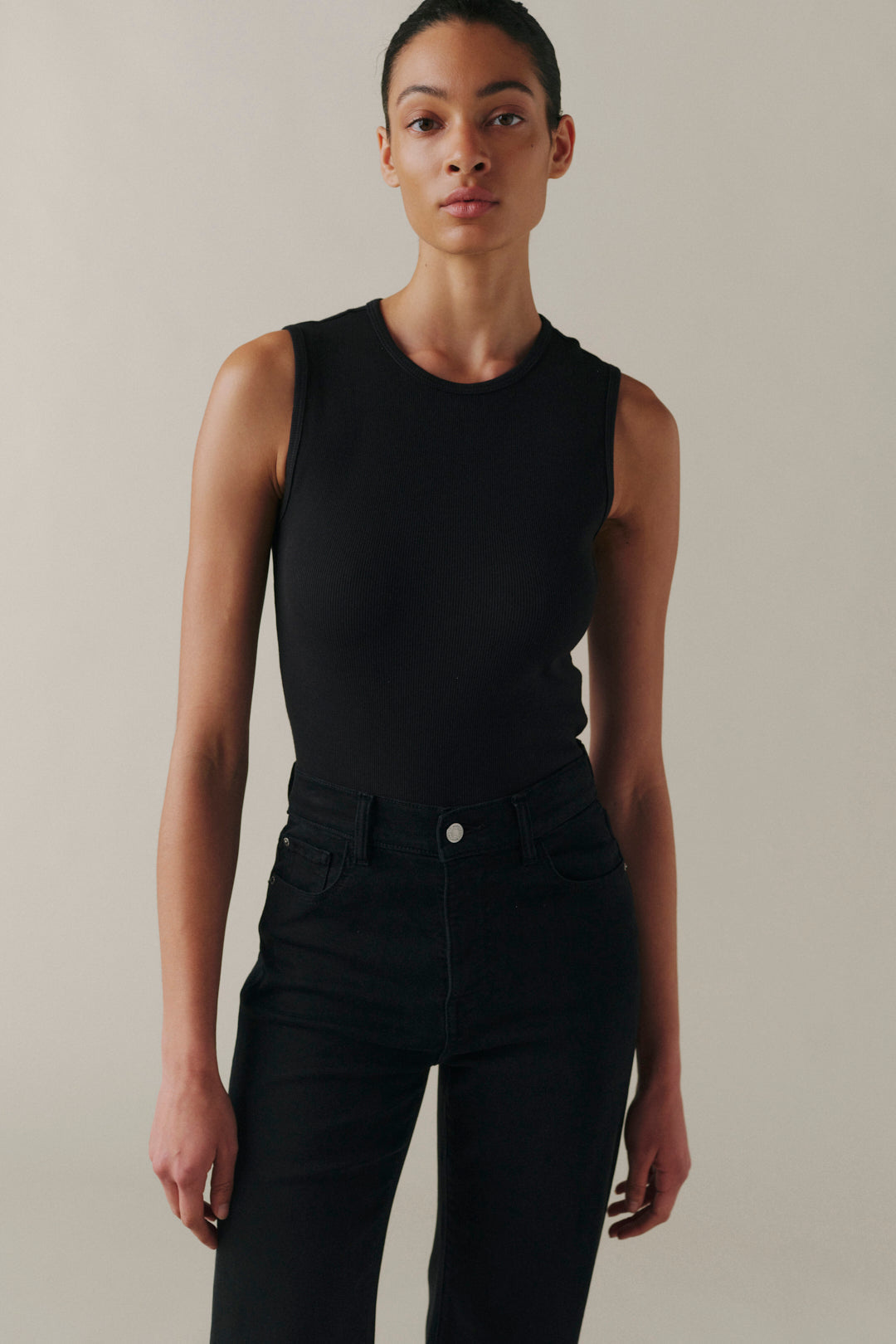 Warp + Weft The Californian - Slim Wide Leg Jeans, Jet Black