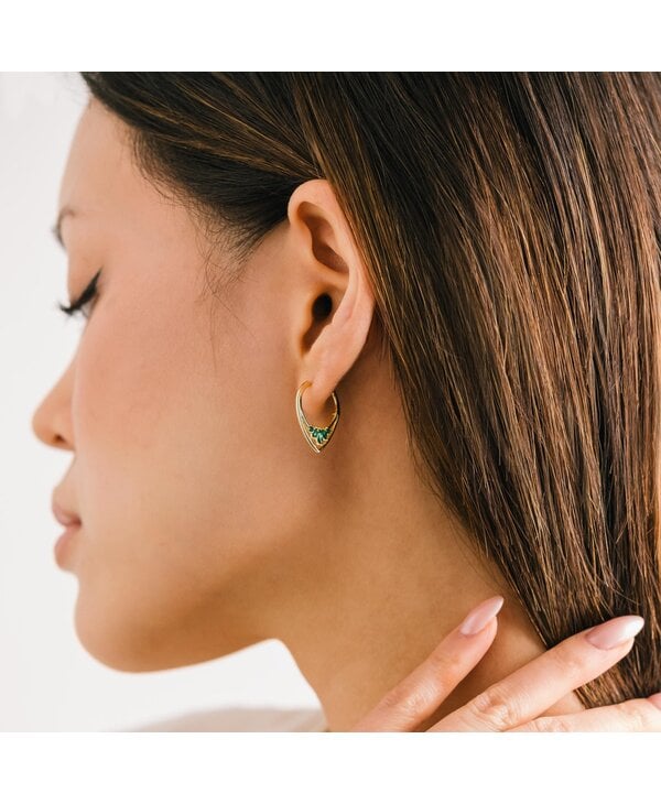Lovers Tempo Aria Hoop Earrings - Emerald