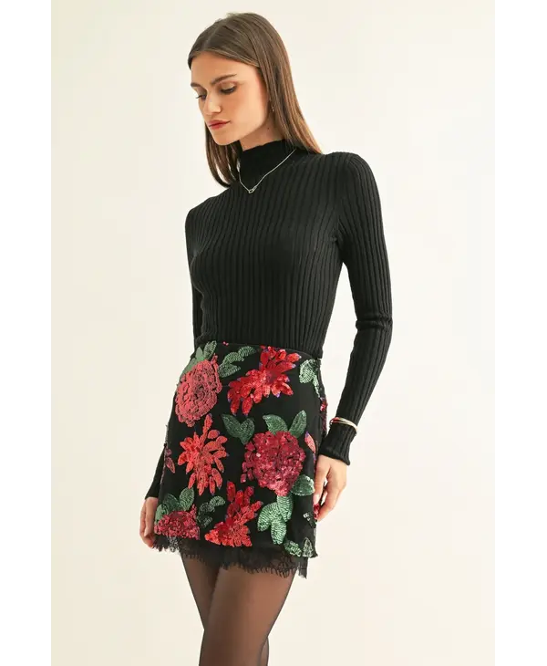 adelyn rae Brynlee Lace Sequin Skirt