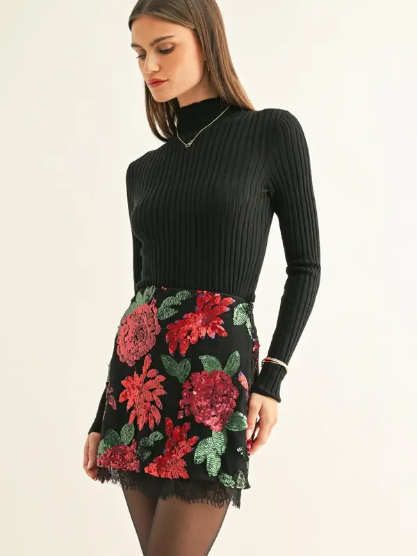 adelyn rae Brynlee Lace Sequin Skirt