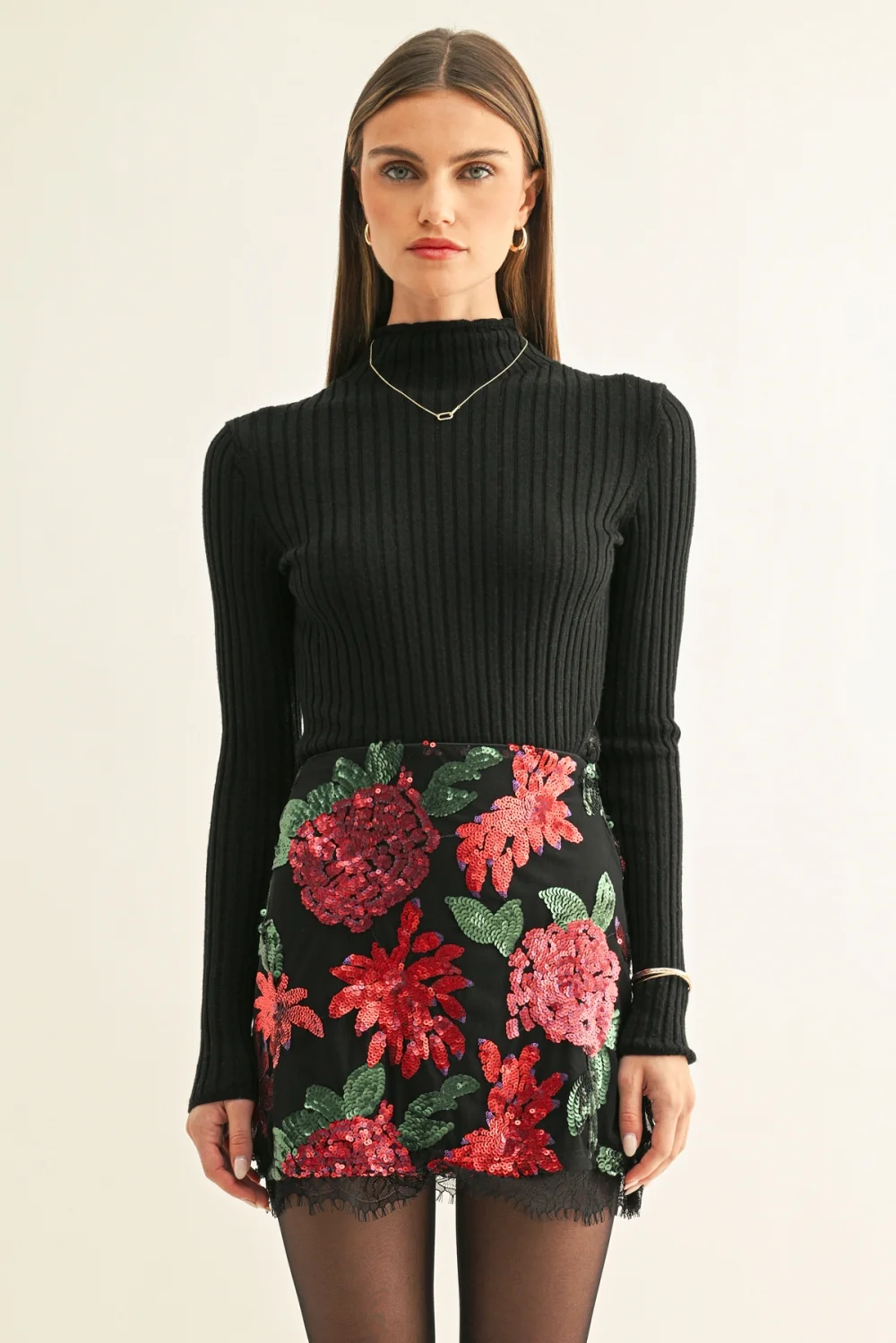 adelyn rae Brynlee Lace Sequin Skirt