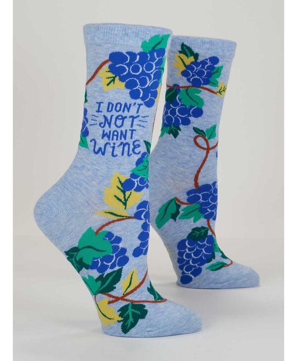 Blue Q Don't Not Want Wine Crew Socks