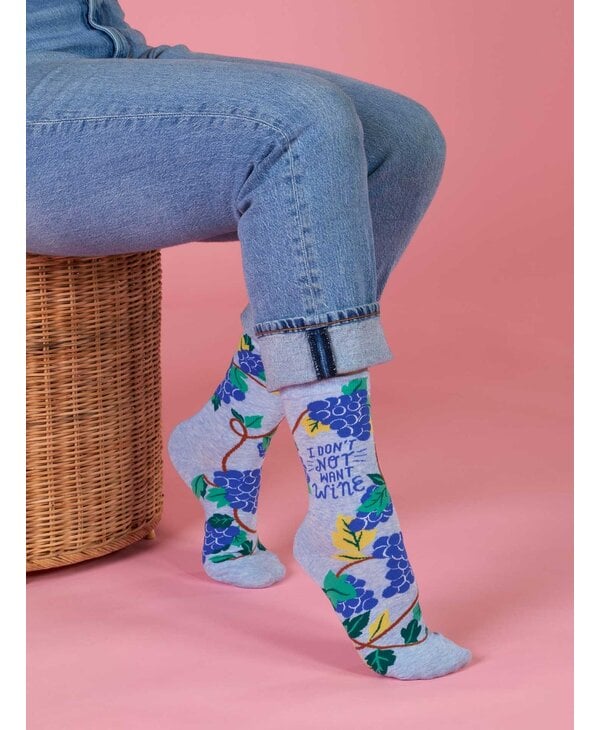 Blue Q Don't Not Want Wine Crew Socks