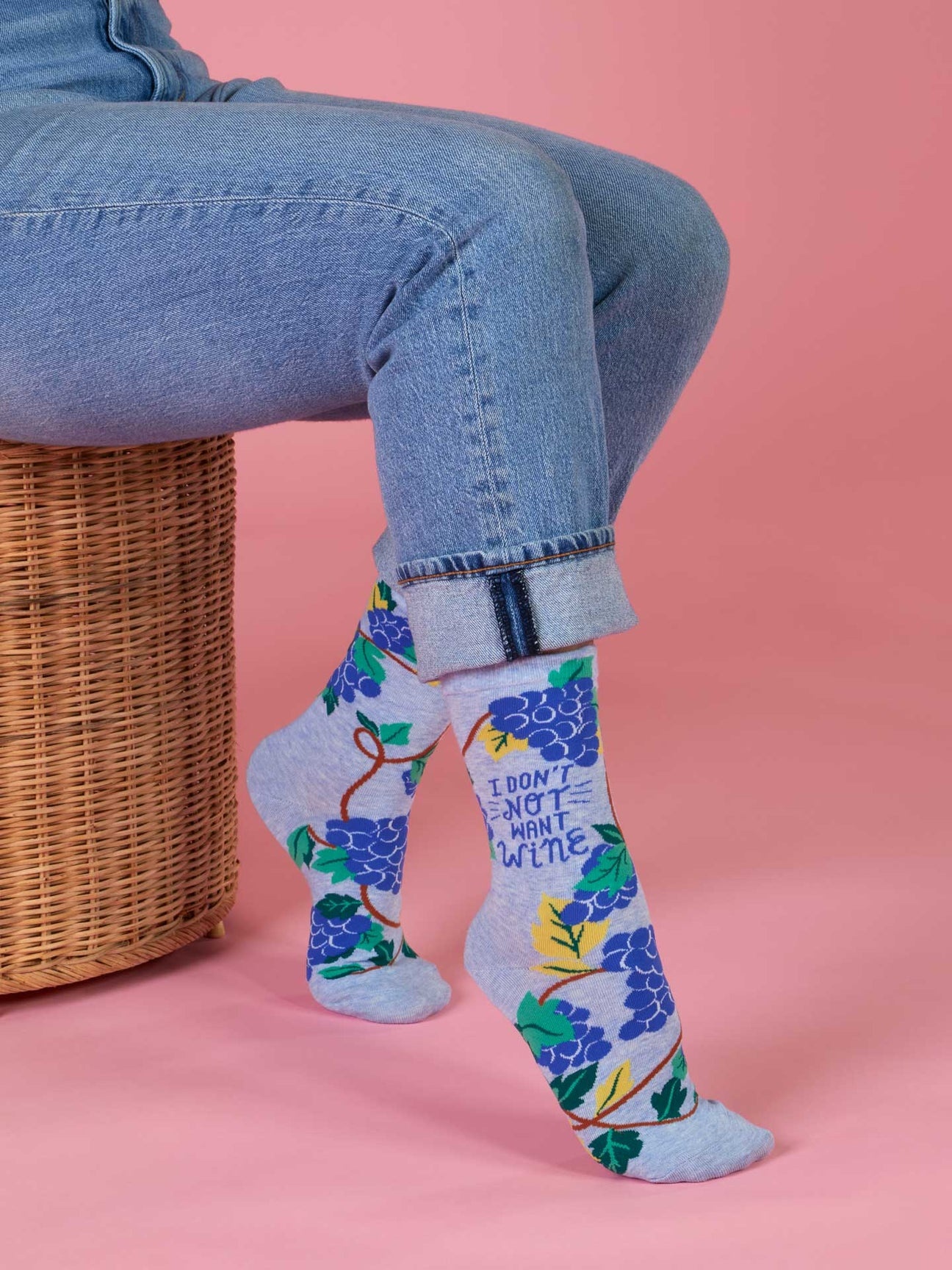 Blue Q Don't Not Want Wine Crew Socks