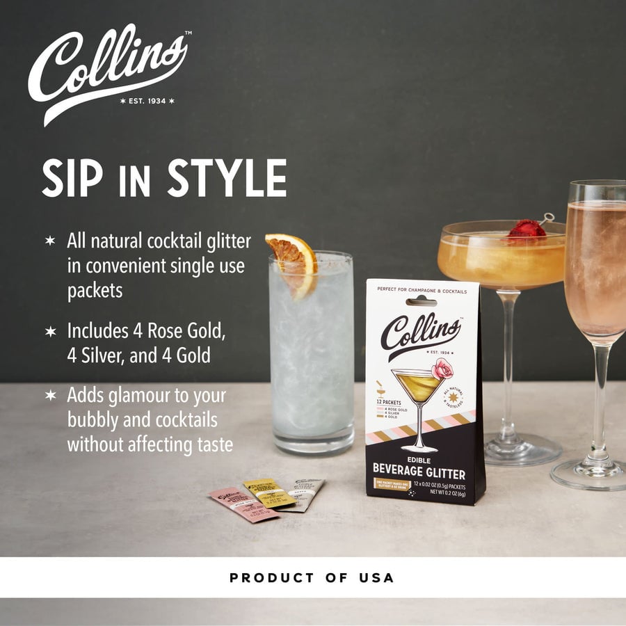 Collins Collins Cocktail Edible Glitter, 12pk