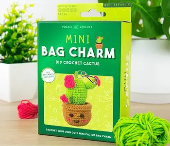 Mini Cactus DIY Crochet Bag Charm Kit