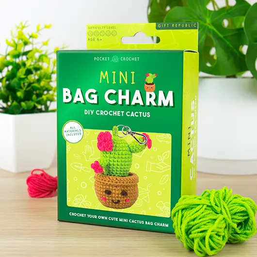 Gift Republic Mini Cactus DIY Crochet Bag Charm Kit