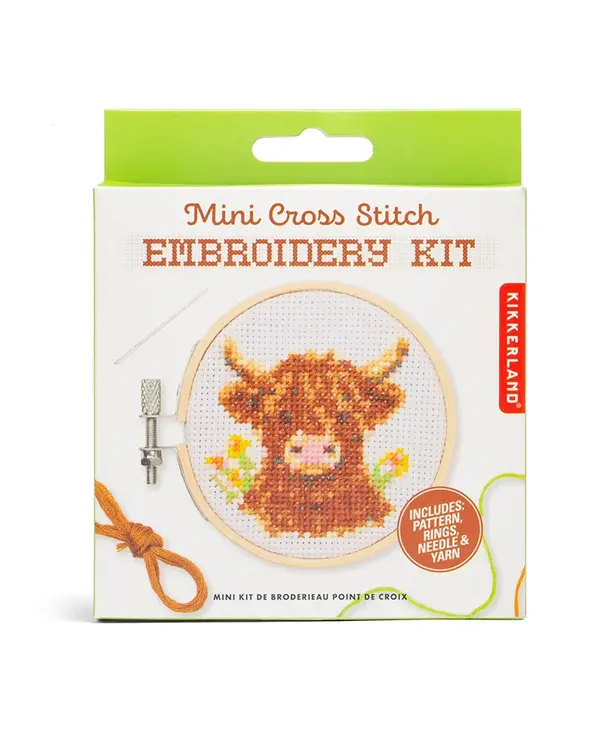 KIKKERLAND Highland Cow Mini Cross Stitch Cross Kit