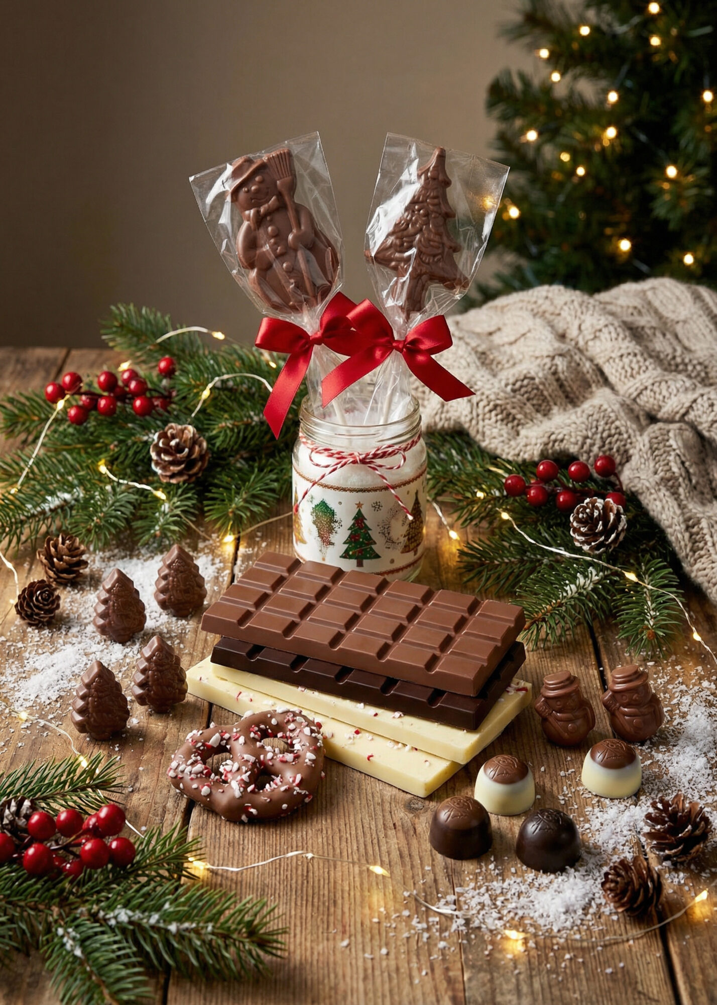 GOURMET VILLAGE Candy Cane + Milk Chocolate Covered Pretzel