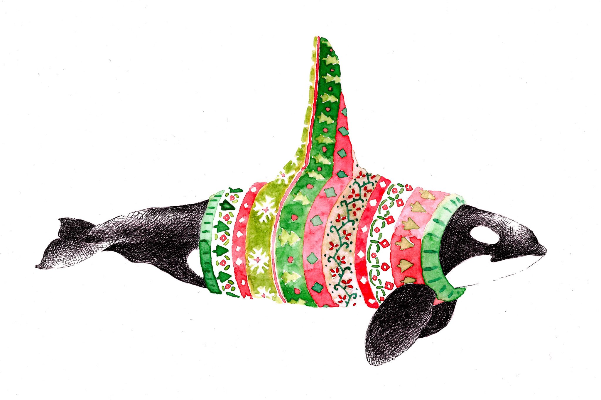 Natasha van Netten Art Card - Winter Whale - Orca