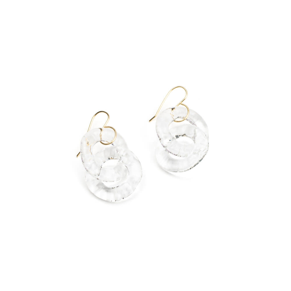 Minori Takagi Earrings - Chain Circle - Clear Glass
